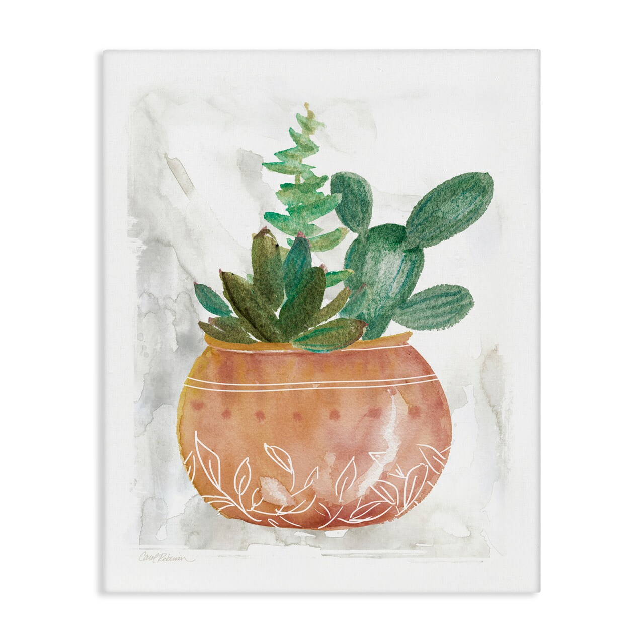 Stupell Industries Succulent Planter Vase Canvas Wall Art Design by Carol Robinson